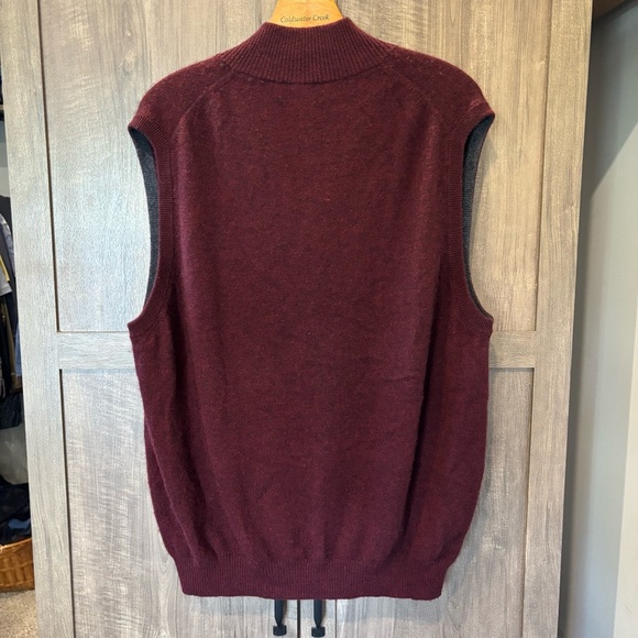 Forte Cashmere XL Sweater Vest Men's Burgundy Quarter Zip mock neck - Picture 2 of 8
